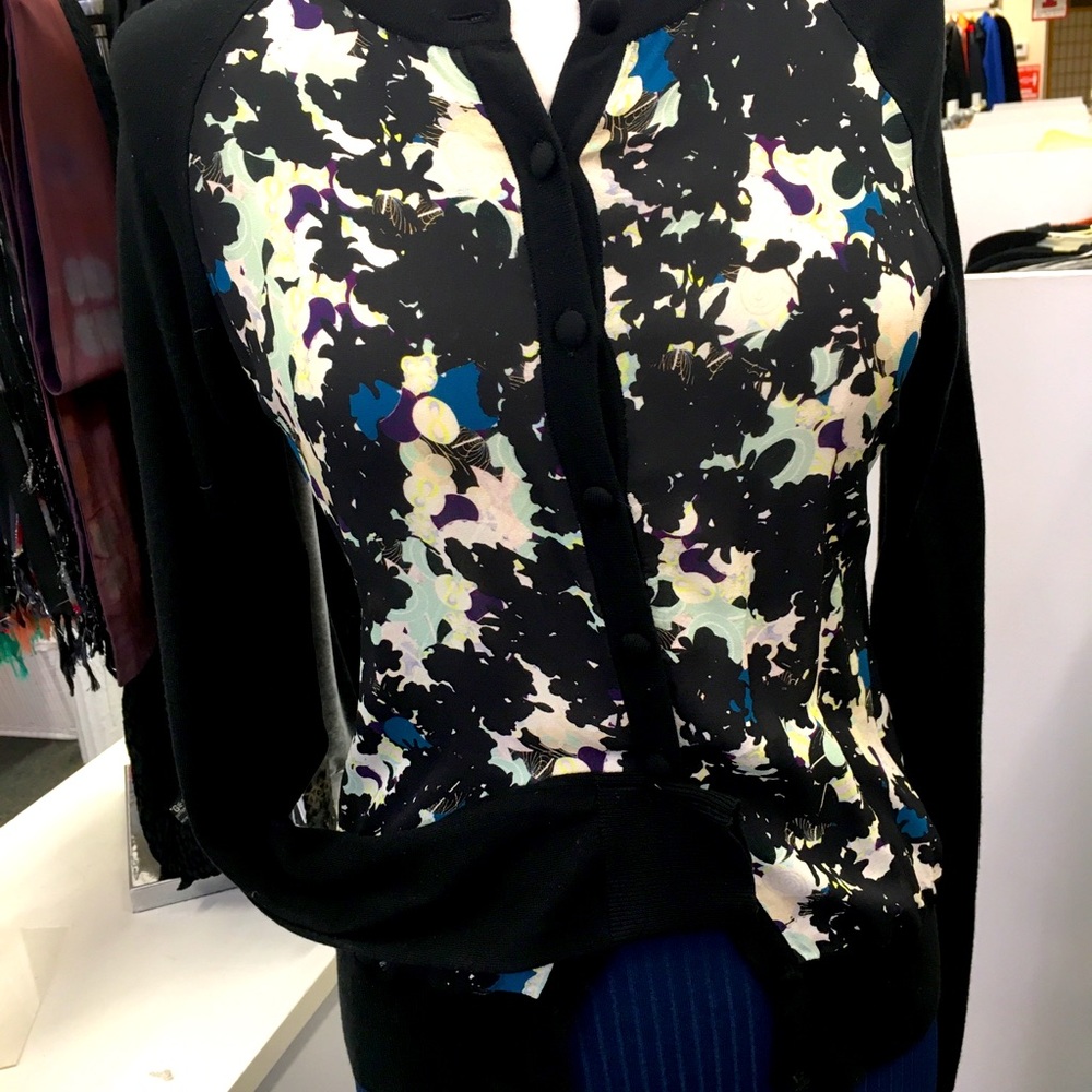 ERDEM Dorothy cardigan with unique printed front.